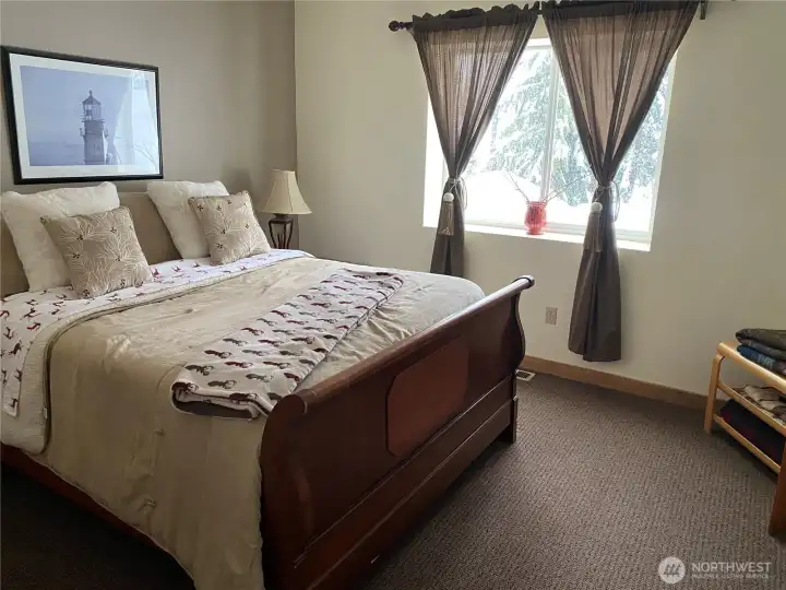 Main (garage) level guest room with queen bed.