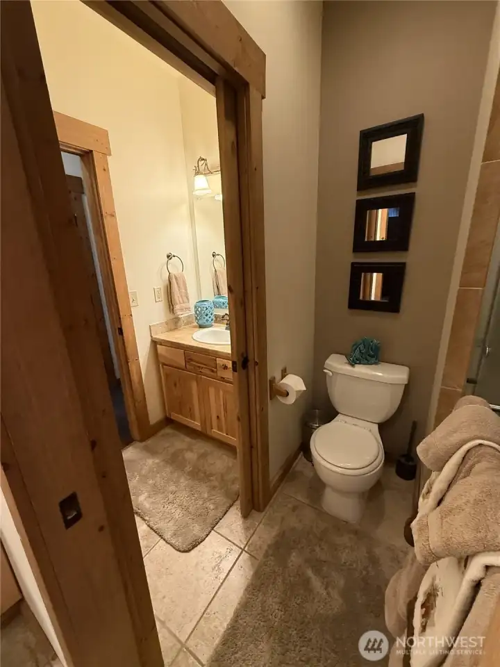 Master bathroom located on the upper level.