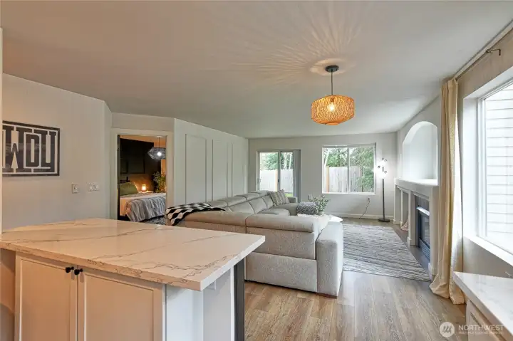 Kitchen looking into the living room.