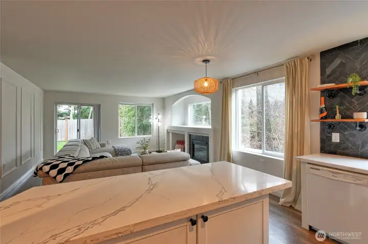 Kitchen looking into the living room.