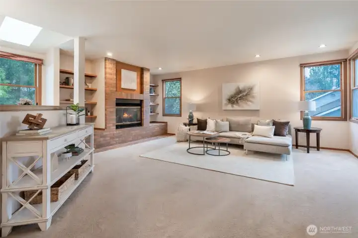 Family Room w/ wood burning Fireplace