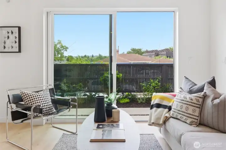 Large sliding doors to the patio.