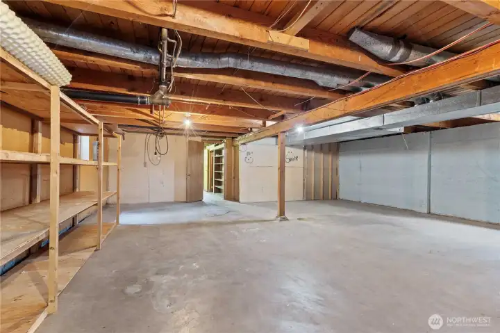 Unfinished basement area