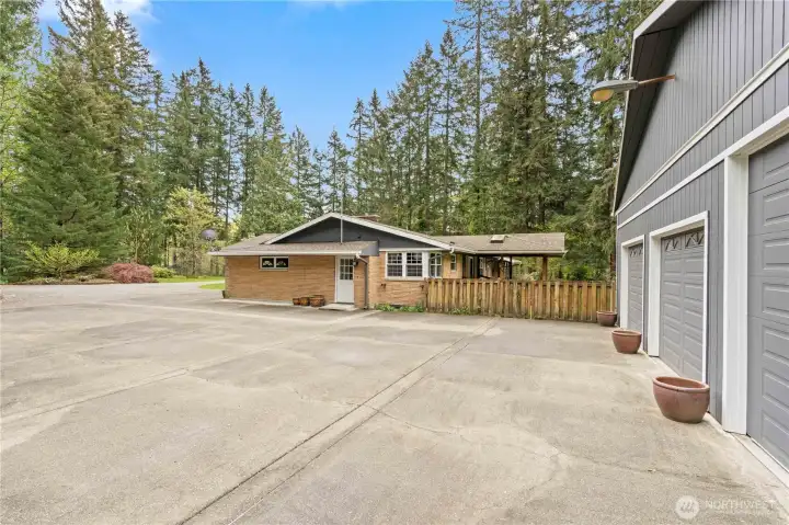 Picture shows how expansive the driveway is.