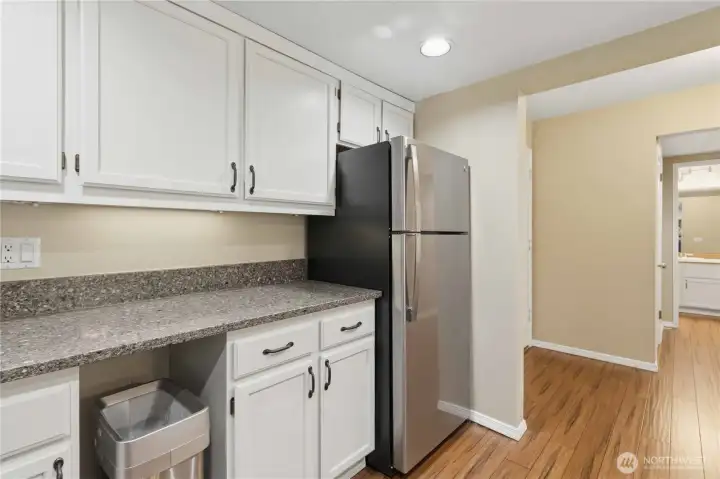 Kitchen with all new stainless appliances.