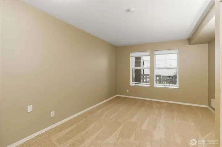 Large primary suite with new carpet and paint.