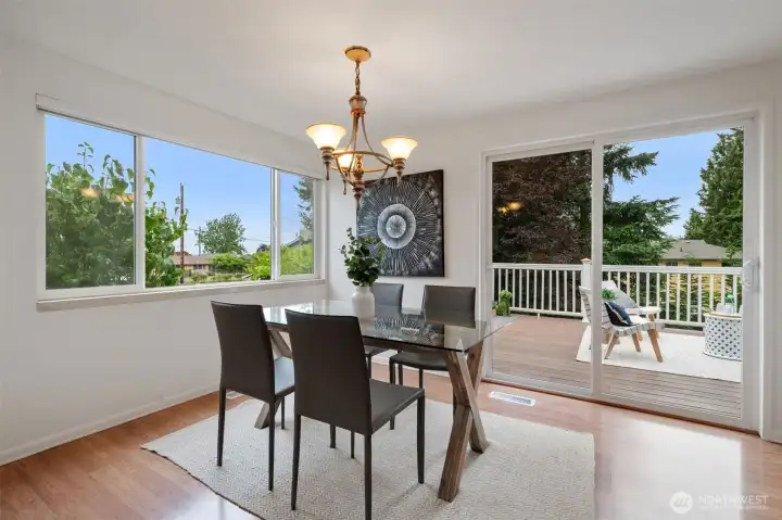 Dining room with Puget Sound views Dining room with Puget Sound views