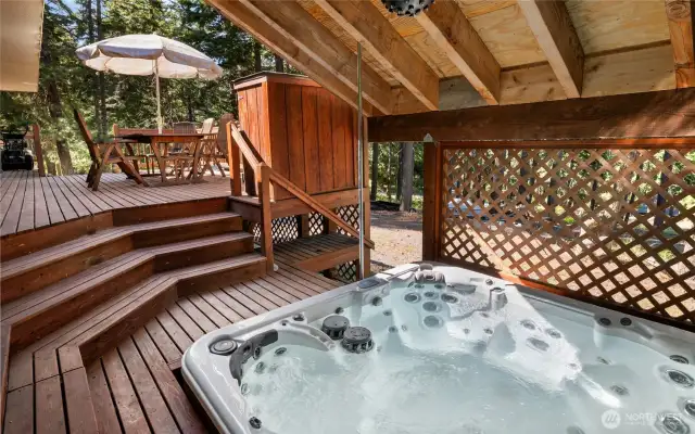 Sunken in Hot Tub covered area.