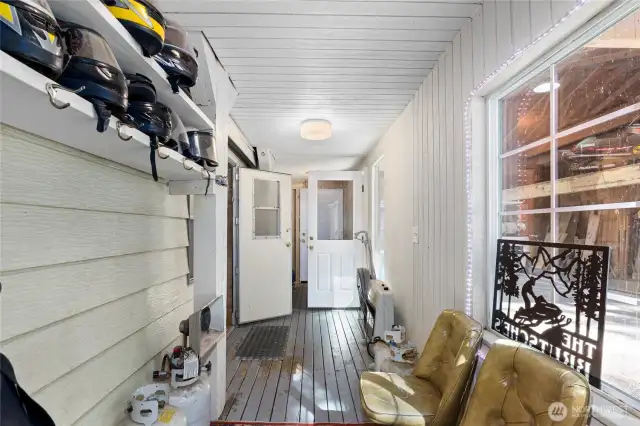 Back Entrance to the home fully enclosed.  Great place to store all your gear!