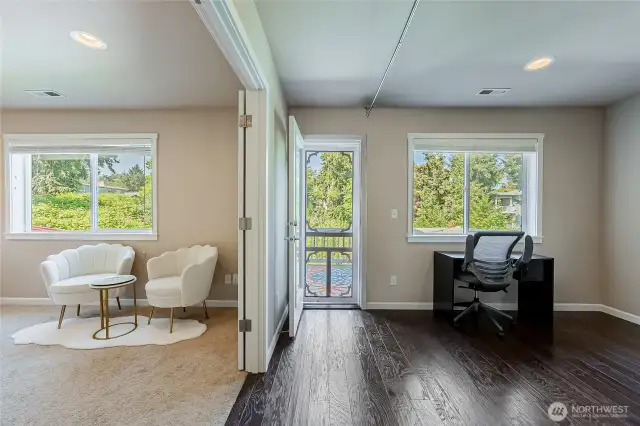 House backs to verdant greenery or colorful foliage as seasons change.