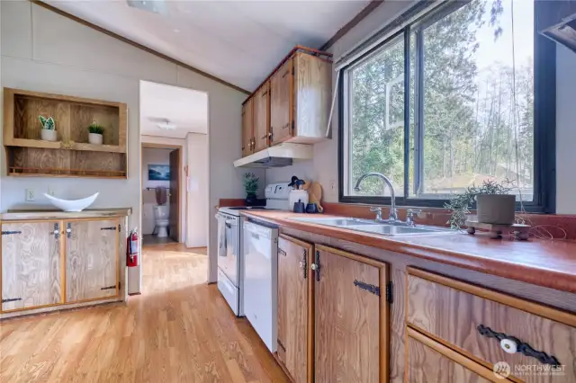 Large window above kitchen sink