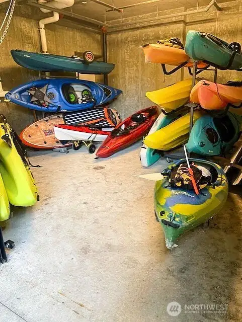Secure kayak/SUP storage area.