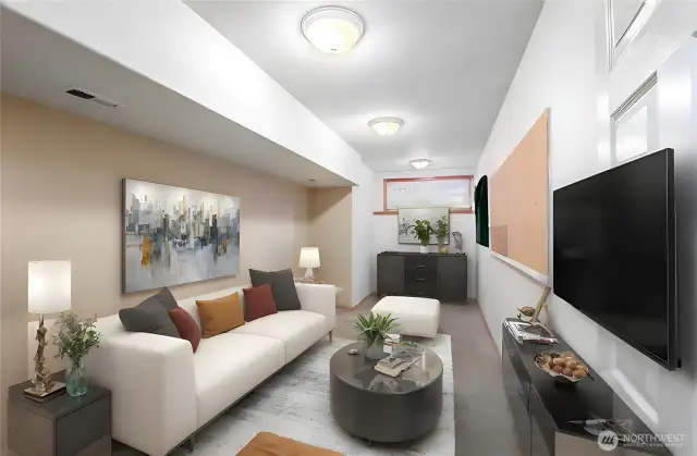 Virtually Staged Downstairs Bonus Room