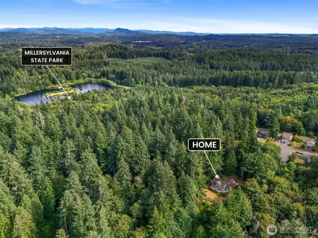Aerial towards Millersylvania State Park