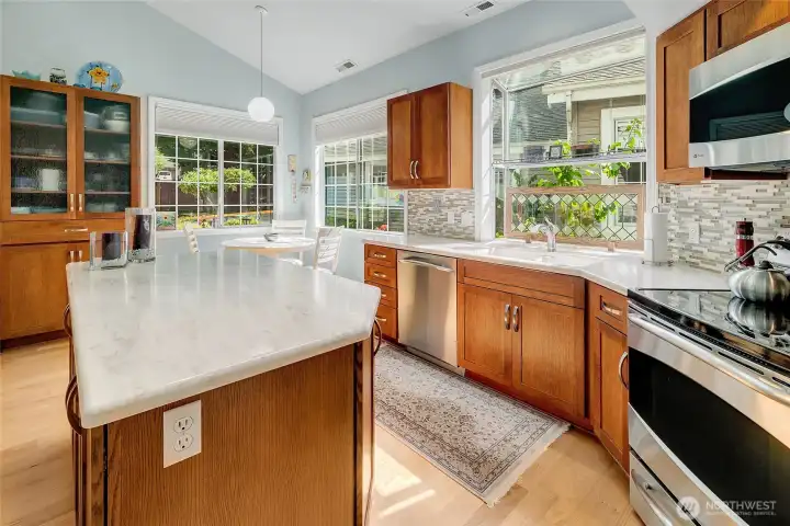 Updated kitchen with stainless steel appliances