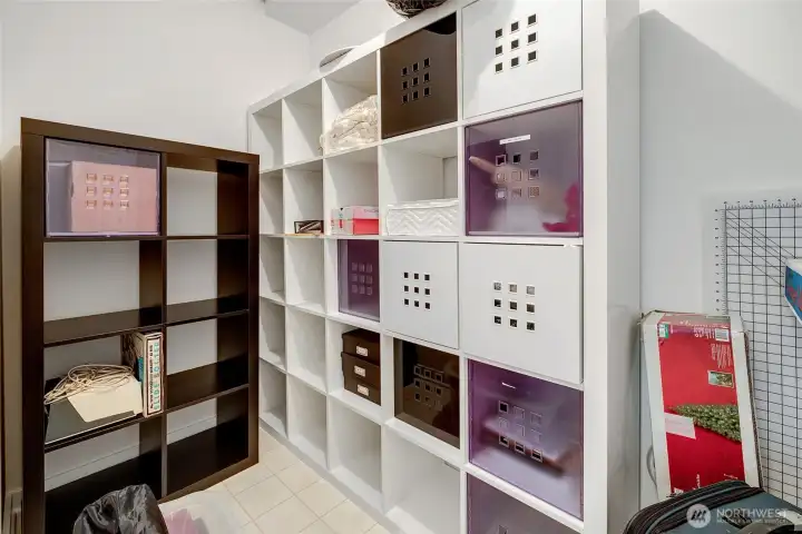 Upper level bonus room for storage.