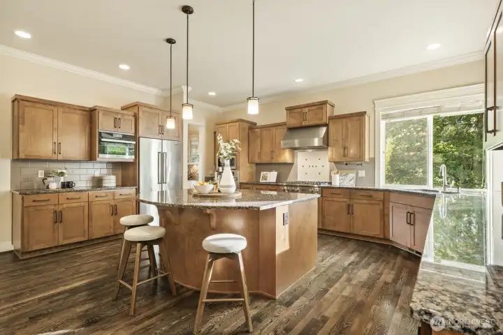 Plenty of room for multiple chefs, and just look at that peaceful view from the sink - doing dishes won't feel like a chore here!