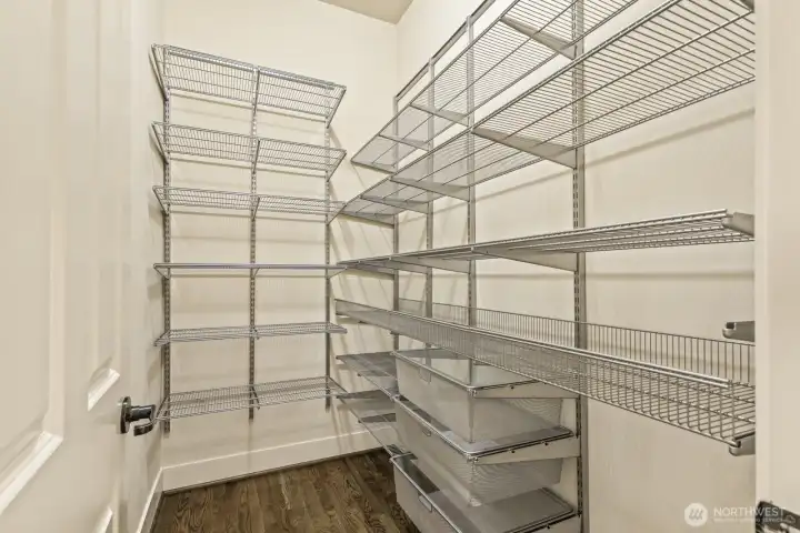 The walk-in pantry has space for all your Costco-sized purchases.