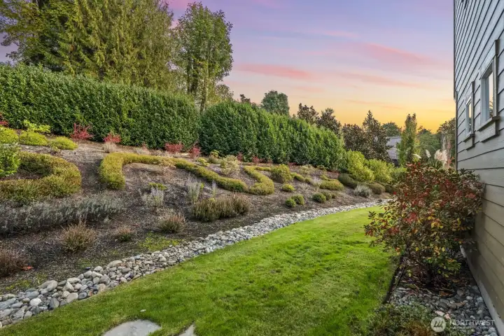 The sellers did incredible work to create a landscaping plan that was both beautiful and harmonious with our region's climate. All the plants are kept happily watered by a smart, Wi-Fi enabled sprinkler system.