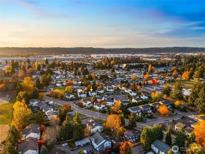 Aerial view of the location of home