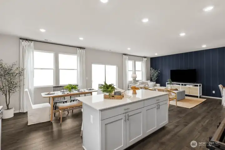 Open concept design keeps everyone all together. Actual home is under construction. Colors, materials, and features may vary. See site agent for details.