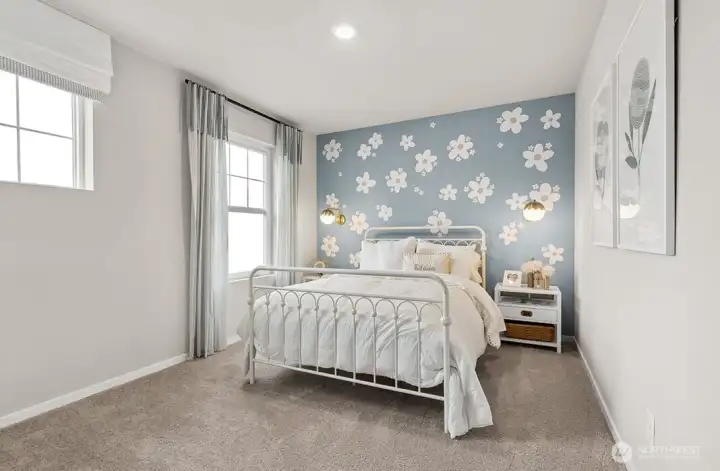 Bedroom 3 is large enough for a queen size mattress with end tables. Actual home is under construction. Colors, materials, and features may vary. See site agent for details.