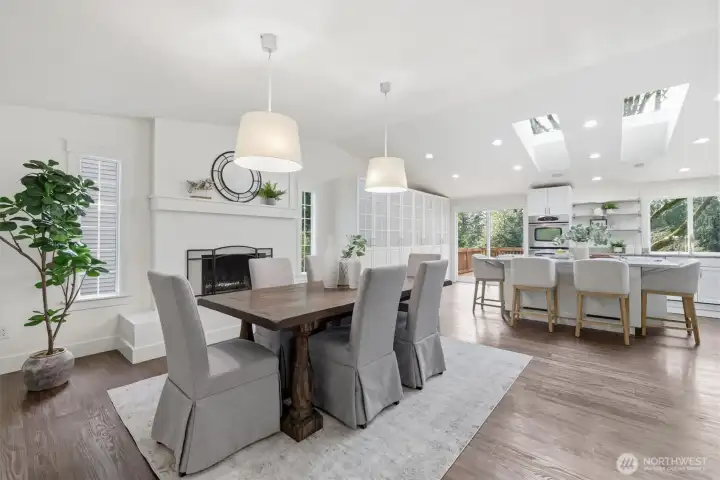 Dining area + kitchen (staged)