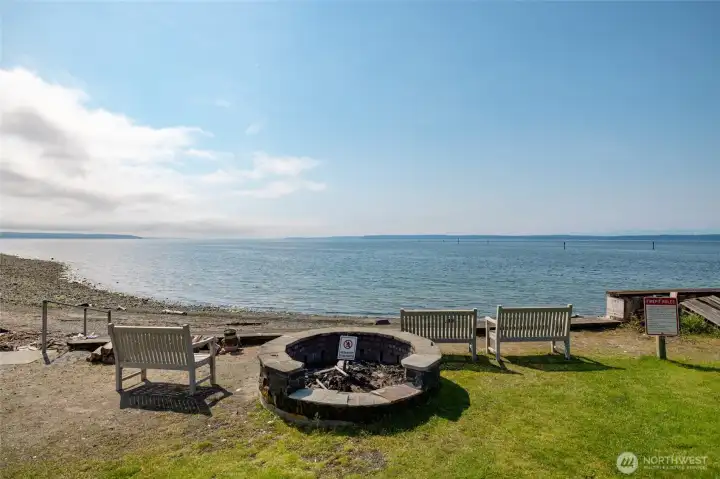Community beach and firepit