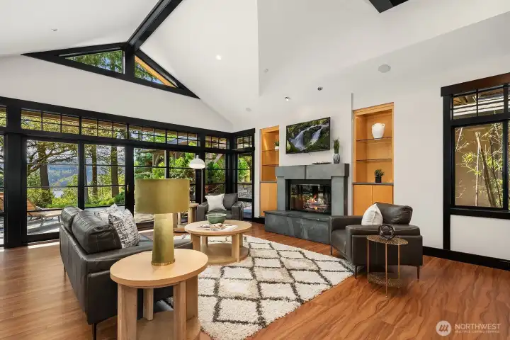 Soaring ceilings and dramatic architectural details at every turn.