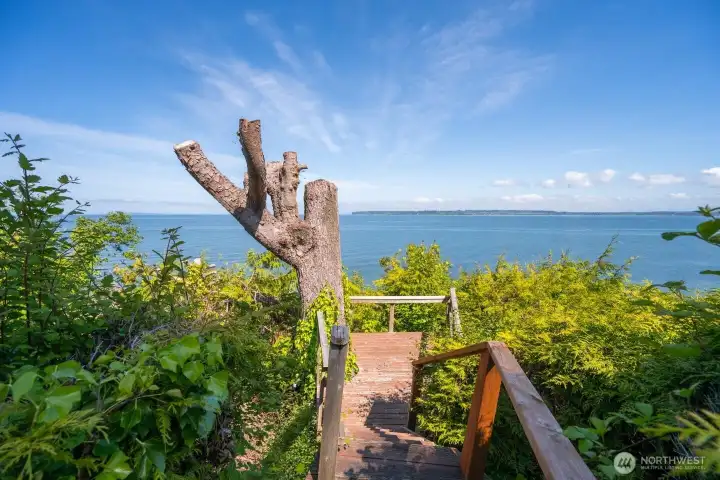 This is the 2nd lookout deck overlooking Birch Bay. Enjoy watching the eagles soar by.