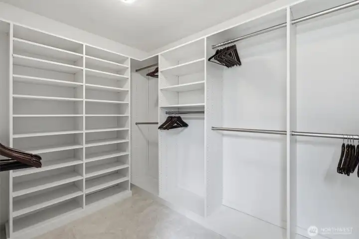Primary Walk-in Closet - Custom California Cabinets Primary Walk-in Closet - Custom California Cabinets