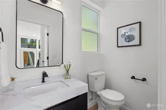 Modern bathroom with sleek finishes and a bright, fresh design.