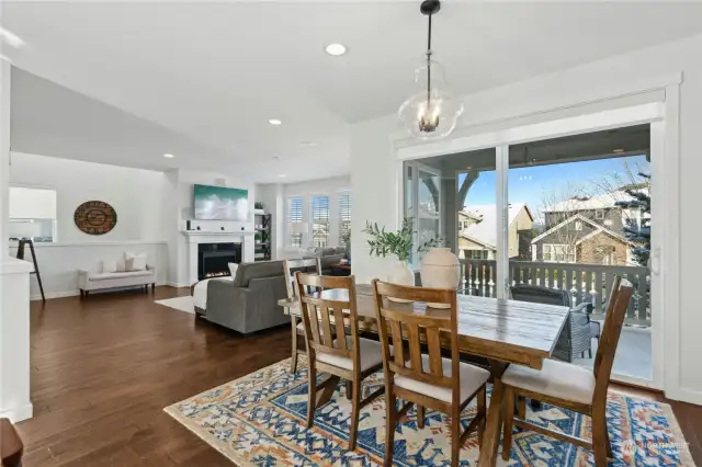 Dining room opens to a covered balcony