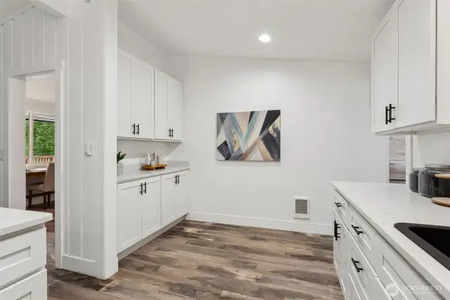 Remodeled kitchen with quartz countertops