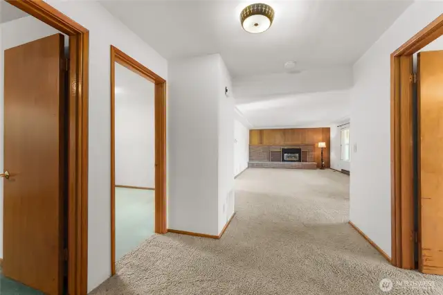 3 bedrooms & bathroom located off main level living area