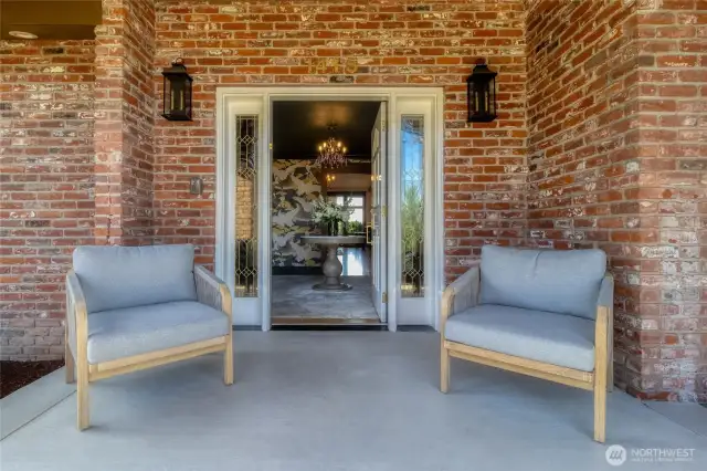 Front door entry features a specialty European high gloss paint, by "Fine Paints of Europe" giving visitors a glimpse of what's to come!