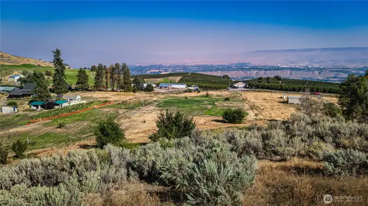 View from upper portion overlooks pasture and valley views