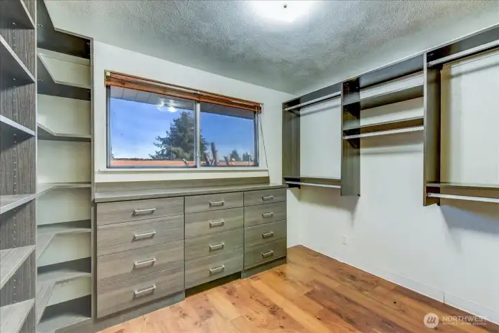 Custom closets were added to this room.