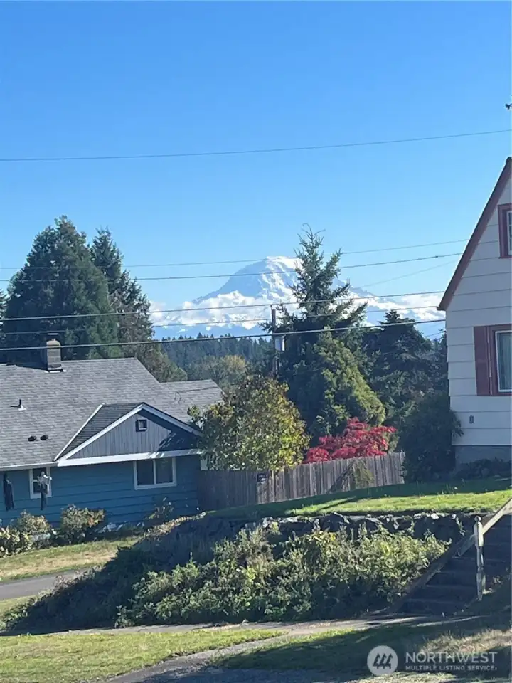 Beautiful view of Mt Rainier from the front of the house