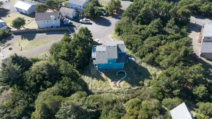 Aerial View of Fenced Backyard