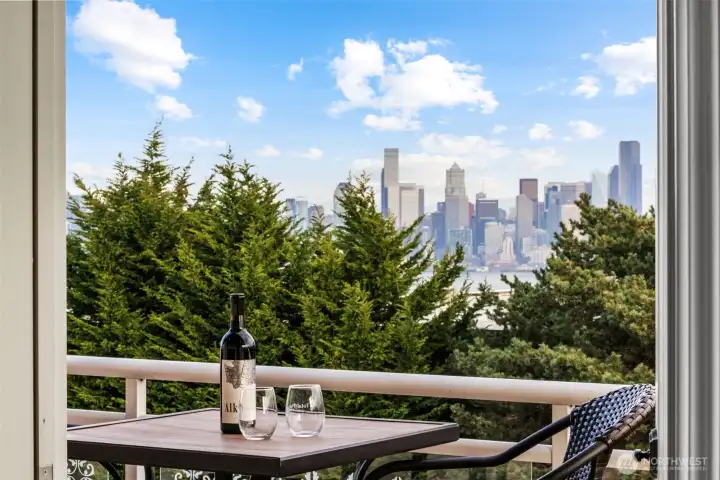 Private patio with views of the city