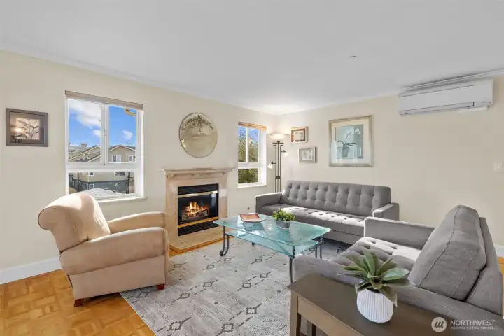 Cozy gas fireplace & Mini split A/C