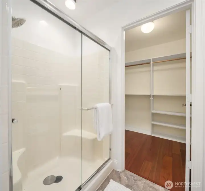 Ensuite bath with walk in closet.