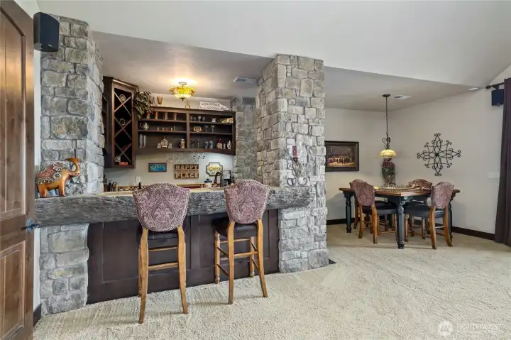 Custom wet bar and dining space