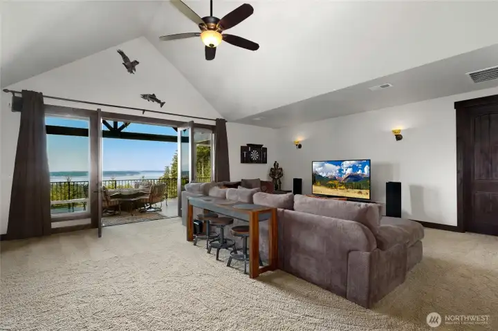 Great room with access to the upper veranda