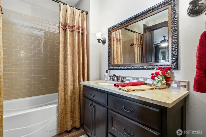 Bath off of great room adjoining a bedroom