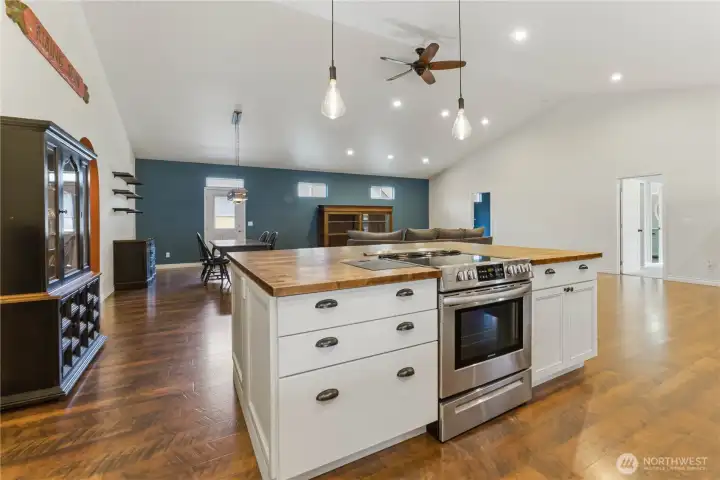 Huge main living area from the kitchen.