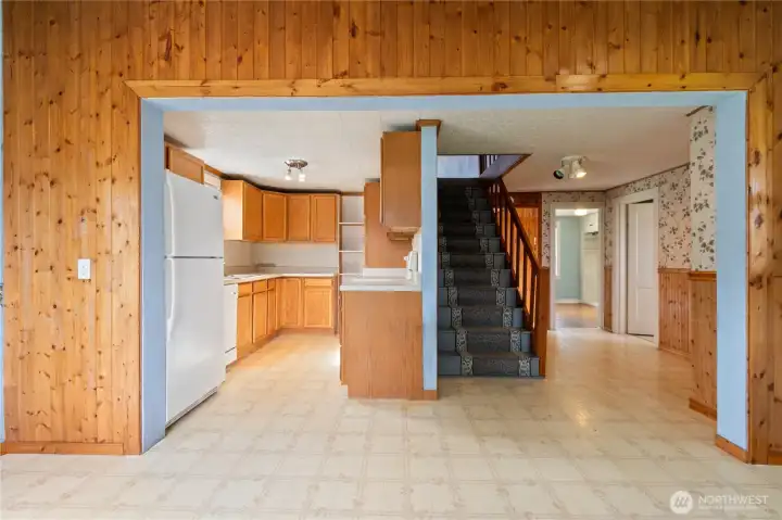 Easy flow through the house from dining to kitchen or living space.