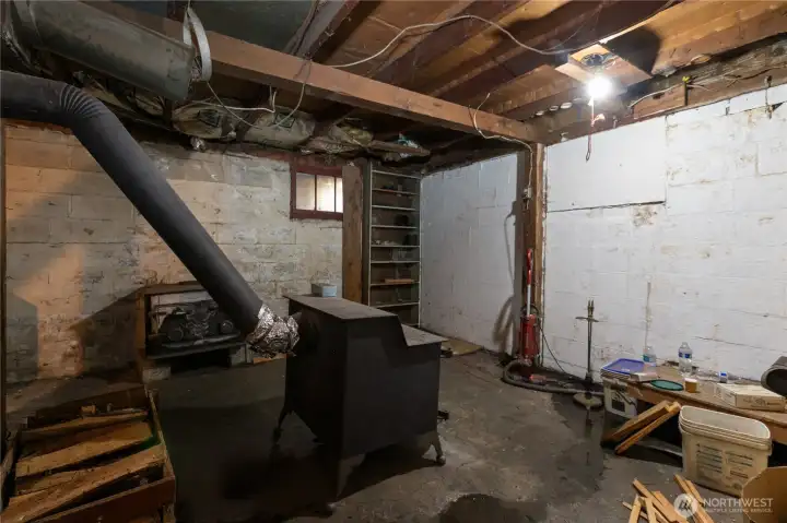 Wood stove heats the whole house