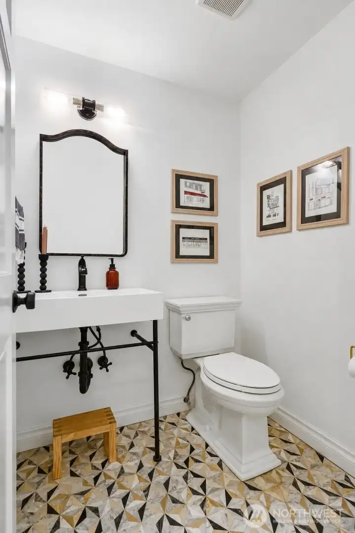 Stylish updated powder Room